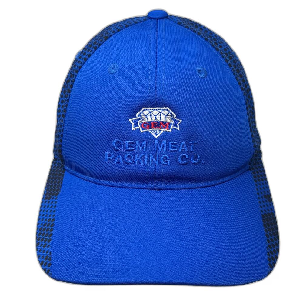 Sport-Tek Baseball Cap Blue Black OSFM Gem Meat Packing Co Mesh Strapback Hat